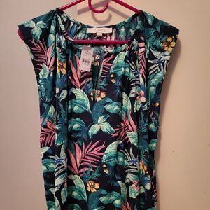 LOFT Tropical Print Sleeveless Shirt